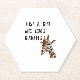 Dessous-de-verre En Papier Juste une fille qui aime les girafes Mignon animal