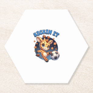 Dessous-de-verre En Papier Kickin It Soccer Joueur Giraffe Ball Filles Garçon