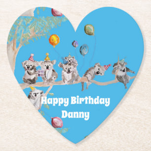 Dessous-de-verre En Papier Koala Anniversaire fête Blue Papier Dessous de ver