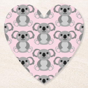 Dessous-de-verre En Papier Koala ours Baby shower fille rose