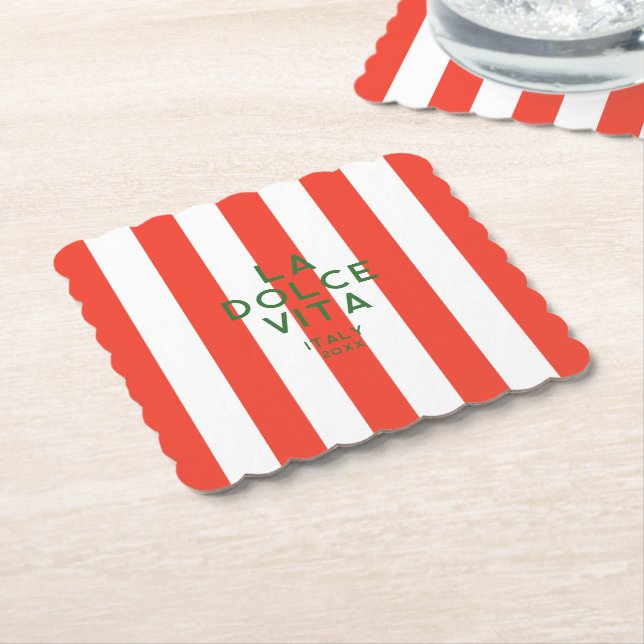 Dessous-de-verre En Papier La Dolce Vita Italie Red Cabana (Incliné)