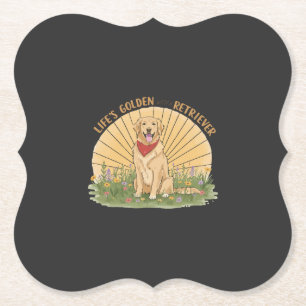 Dessous-de-verre En Papier La vie est dorée avec un retriever mignon - Design