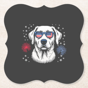 Dessous-de-verre En Papier Labrador patriotique avec lunettes de soleil USA