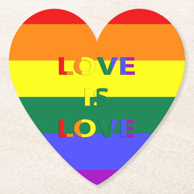 Dessous-de-verre En Papier L'amour est l'amour, la fierté LGBT (Devant)