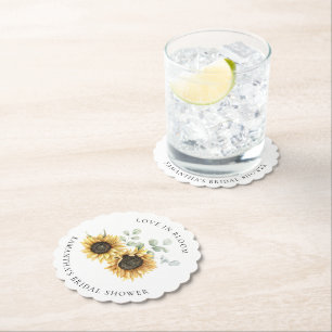 Dessous-de-verre En Papier Lancement de mariage au tournesol et à l'eucalyptu