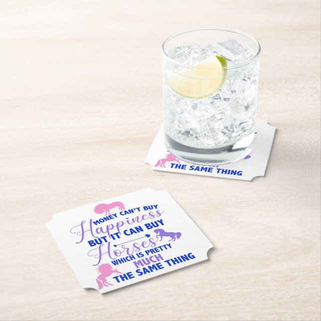 Dessous-de-verre En Papier L'argent peut acheter des chevaux violet rose (En situation)