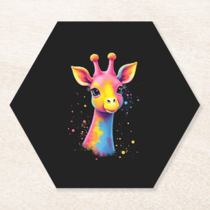 Dessous-de-verre En Papier L'art animal africain La girafe colorée pour drôle