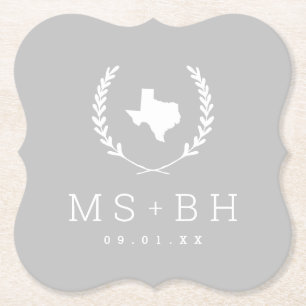 Dessous-de-verre En Papier Laurel Crest Texas Mariage Monogram Gray