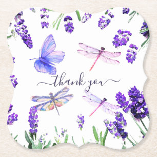 Dessous-de-verre En Papier Lavande Personnalisée Dragonfly Shabby Chic Boho S