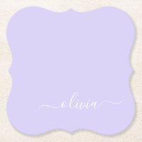 Lavande Purple Script Moderne Fille Monogramme Nom