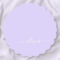 Lavande Purple Script Moderne Fille Monogramme Nom