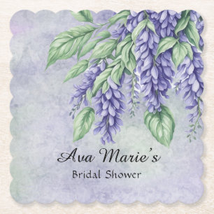 Dessous-de-verre En Papier Lavande Wisteria Fleurs Fête des mariées en marbre
