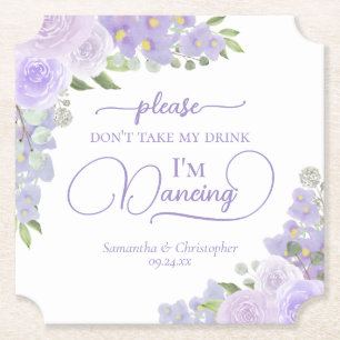 Dessous-de-verre En Papier Lavender Boho Floral ne prenez pas mon Mariage de 