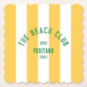 Dessous-de-verre En Papier Le Beach Club Crest Yellow Cabana Stripe