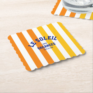 Dessous-de-verre En Papier Le Soleil Vacances Côte d'Azur Cabana Stripe