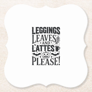 Dessous-de-verre En Papier Leggings Feuilles Lattés Halloween Automne Café Cr
