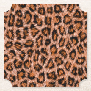 Dessous-de-verre En Papier Leopard Jaguar Chat fourrure Brown Motif-24609