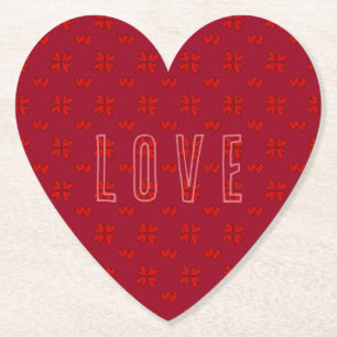 Dessous-de-verre En Papier Les Coeurs rouges de Valentine sur l'amour rouge