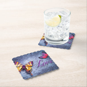 Dessous-de-verre En Papier Les papillons aiment le bleu