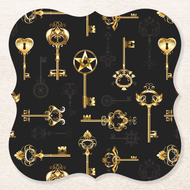 Dessous-de-verre En Papier Les Patters de Seamless avec Golden Keys (Devant)