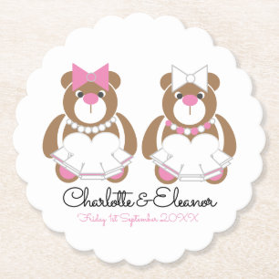 Dessous-de-verre En Papier Lesbienne Mariage Teddy Bear Brides