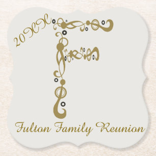 Dessous-de-verre En Papier LETTRE D'OR Élégante DE LA RÉUNION DE LA Famille F