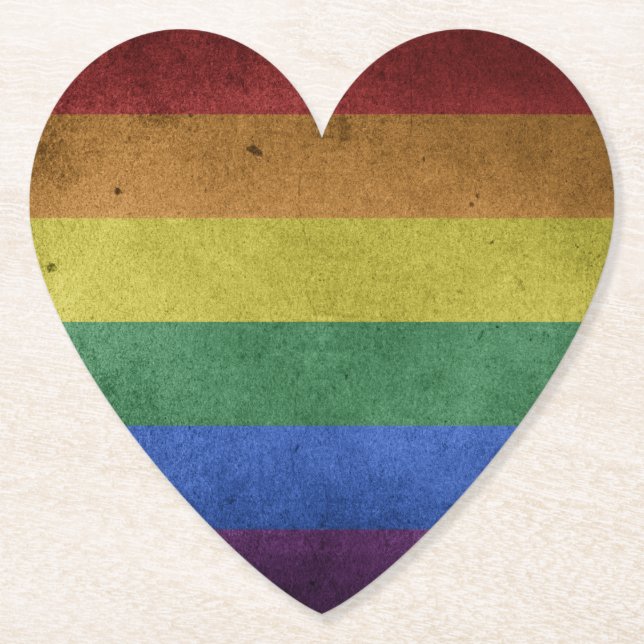 Dessous-de-verre En Papier LGBT Rainbow Pride drapeau style rétro (Devant)