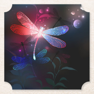 Dessous-de-verre En Papier libellule rouge brillante