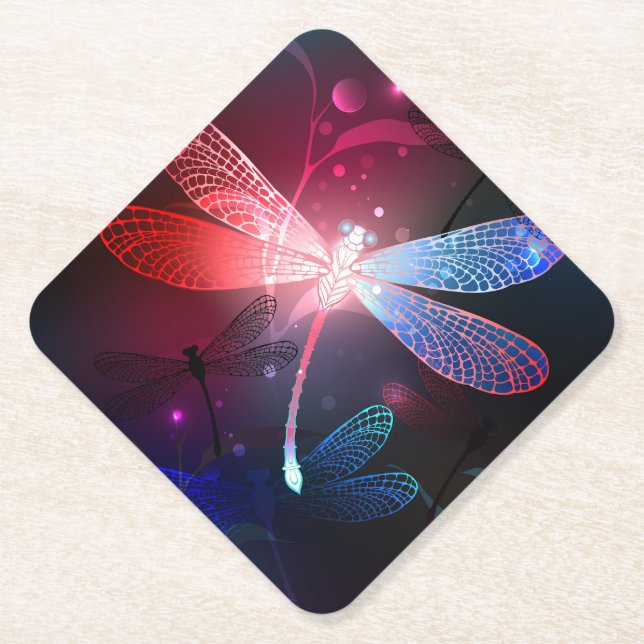 Dessous-de-verre En Papier libellule rouge brillante (Devant)