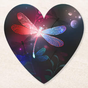 Dessous-de-verre En Papier Libellule rouge lumineuse