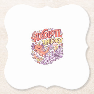 Dessous-de-verre En Papier Licorne Axolotl Licorne Splash Fantaisiste Bac Bla