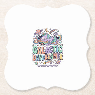 Dessous-de-verre En Papier Licorne Galactique Rêveuse Kawaii Autocollant et T