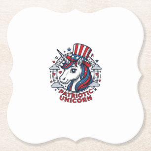 Dessous-de-verre En Papier Licorne Patriotique Gravure Vintage Graphique_1