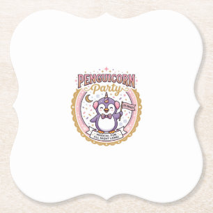 Dessous-de-verre En Papier Licorne Penguicorne Fête POD Prêt Design Zazzle_1