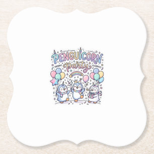 Dessous-de-verre En Papier Licorne Penguicorne Fête Vecteur Premium Vector De