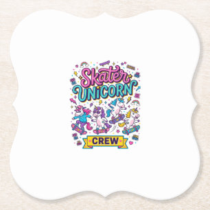 Dessous-de-verre En Papier Licorne Skater Licorne Crew Rétro Style Imprimé su