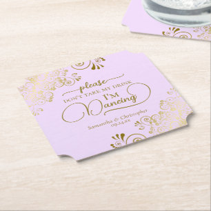 Dessous-de-verre En Papier Lilac Purple & Gold Ne prenez pas mon Mariage de b