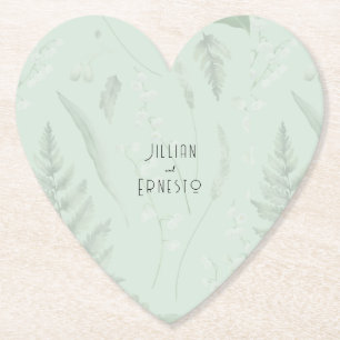 Dessous-de-verre En Papier Lily de Vallée avec des fougères Vert doux pers