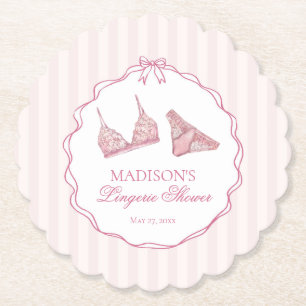 Dessous-de-verre En Papier Lingerie Rose Pastel en Dentelle pour Enterrement 