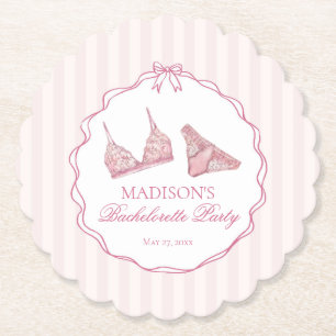 Dessous-de-verre En Papier Lingerie rose pastel et dentelle pour enterrement