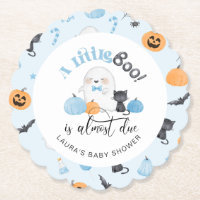 Little Boo est presque dû baby shower bleu