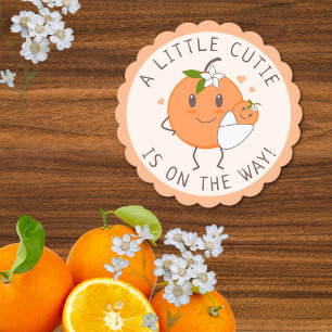 Dessous-de-verre En Papier Little Cutie En route   Baby shower orange migre
