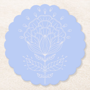 Dessous-de-verre En Papier Lotus fleur ligne blanche dessin floral lilas bebe