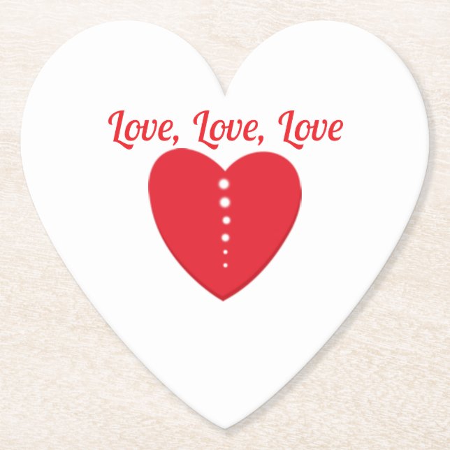 Dessous-de-verre En Papier Love Dessous de verre Red Heart & Dots (Devant)
