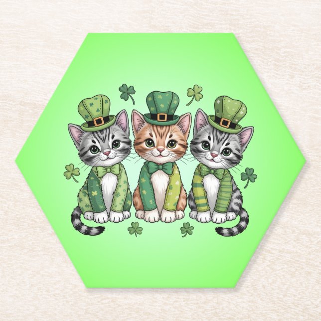 Dessous-de-verre En Papier Lucky St. Patrick’s Day Kittens-47474 (Devant)
