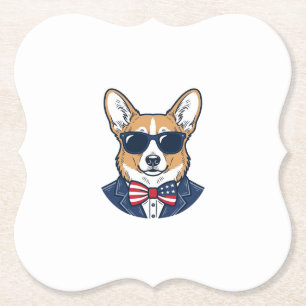 Dessous-de-verre En Papier Lunettes de soleil Corgi patriotiques Art vectorie