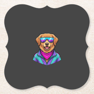 Dessous-de-verre En Papier Lunettes de soleil de chien mignon Art néon rétro_