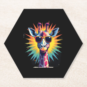 Dessous-de-verre En Papier Lunettes de soleil vintage Girafe Drôle Animal Afr