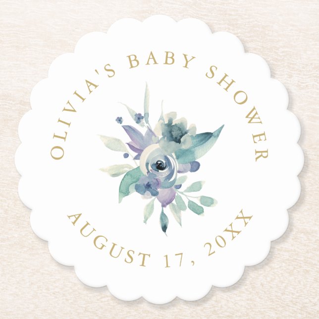 Dessous-de-verre En Papier Luxe Baby shower Floral (Devant)