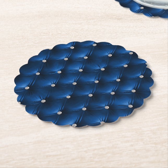 Dessous-de-verre En Papier Luxe Glam Blue Faux Velvet (Incliné)